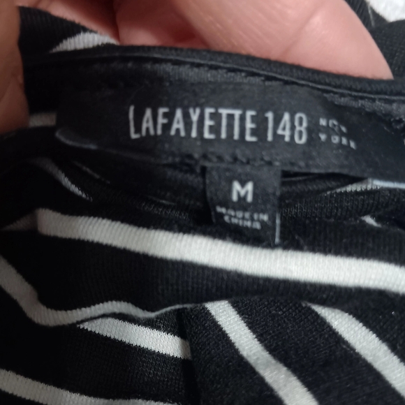 Lafayette 148 New York 93% Viscose, 7% Elastane,Black and White Striped Blouse - Picture 3 of 5